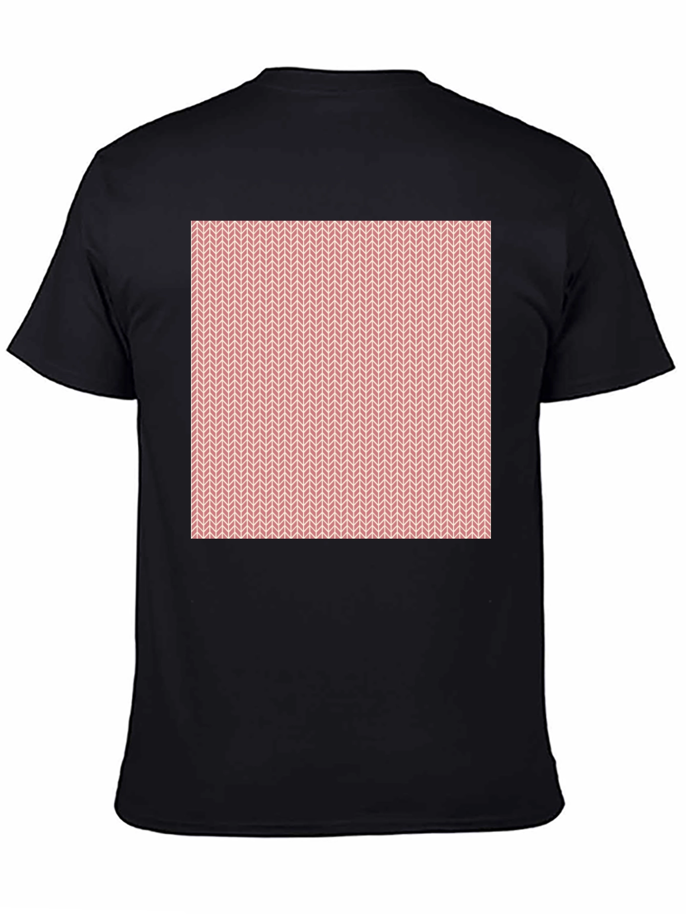 Geometric Knit Pattern Black T-Shirt