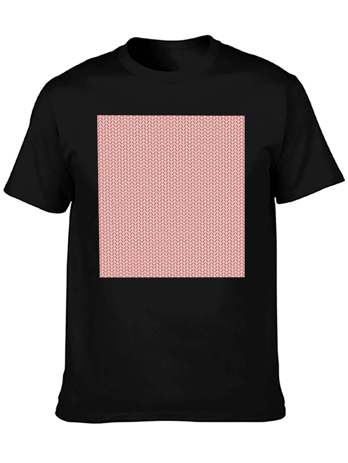 Geometric Knit Pattern Black T-Shirt