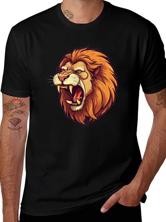 Lion Graphic Black Tee - Fierce Style!