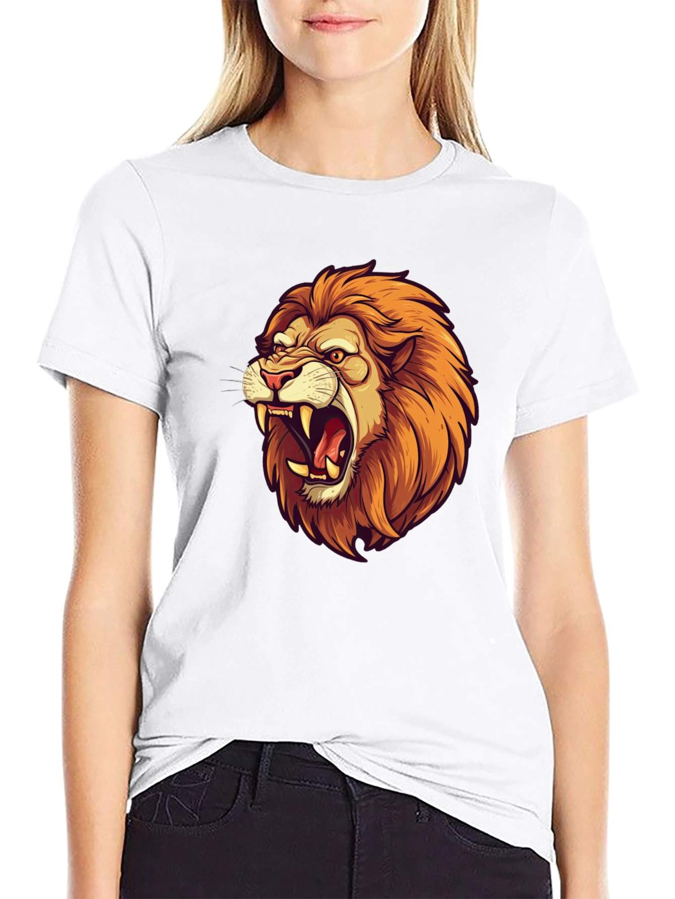 Lion Graphic Black Tee - Fierce Style!