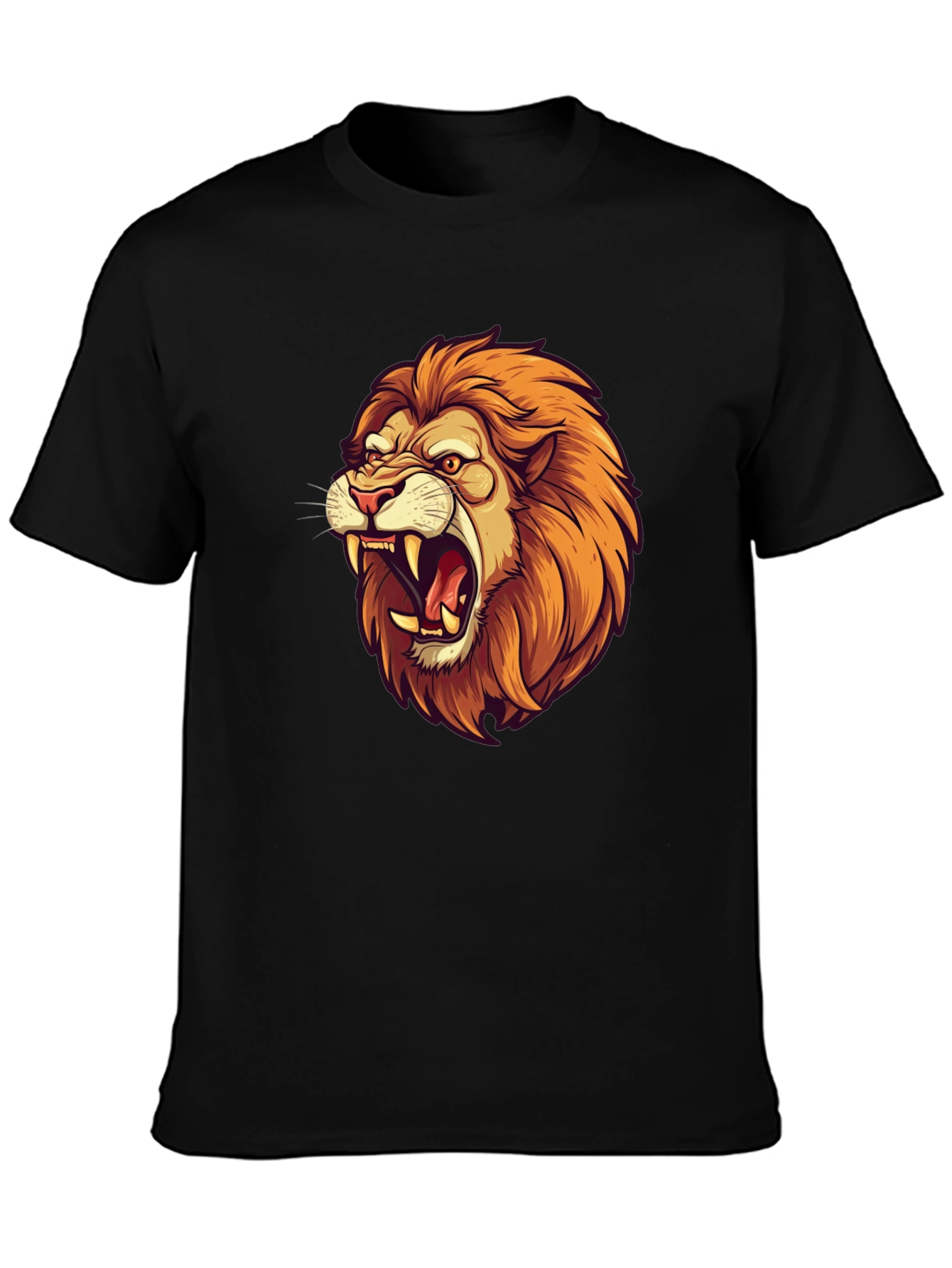 Lion Graphic Black Tee - Fierce Style!