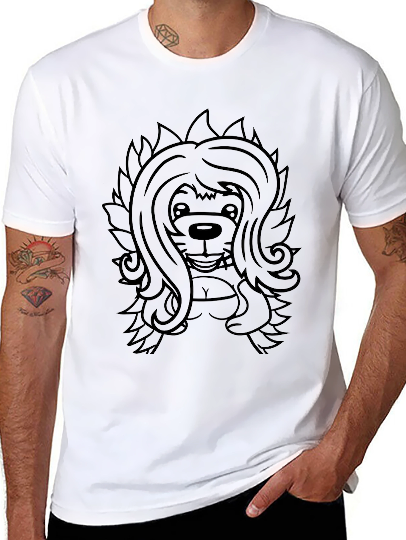 Cartoon Lion Graphic T-Shirt