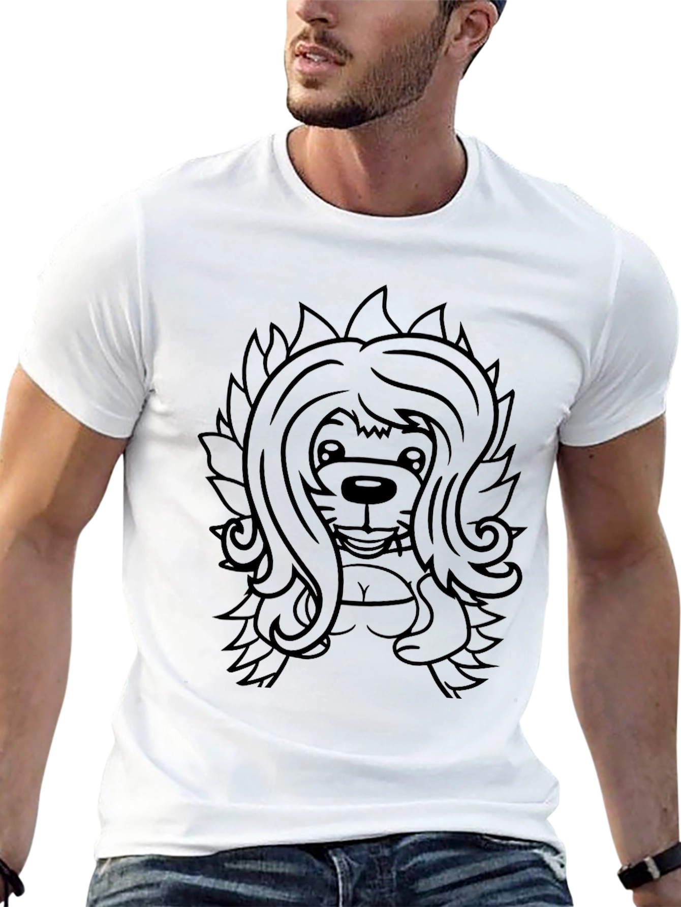 Cartoon Lion Graphic T-Shirt