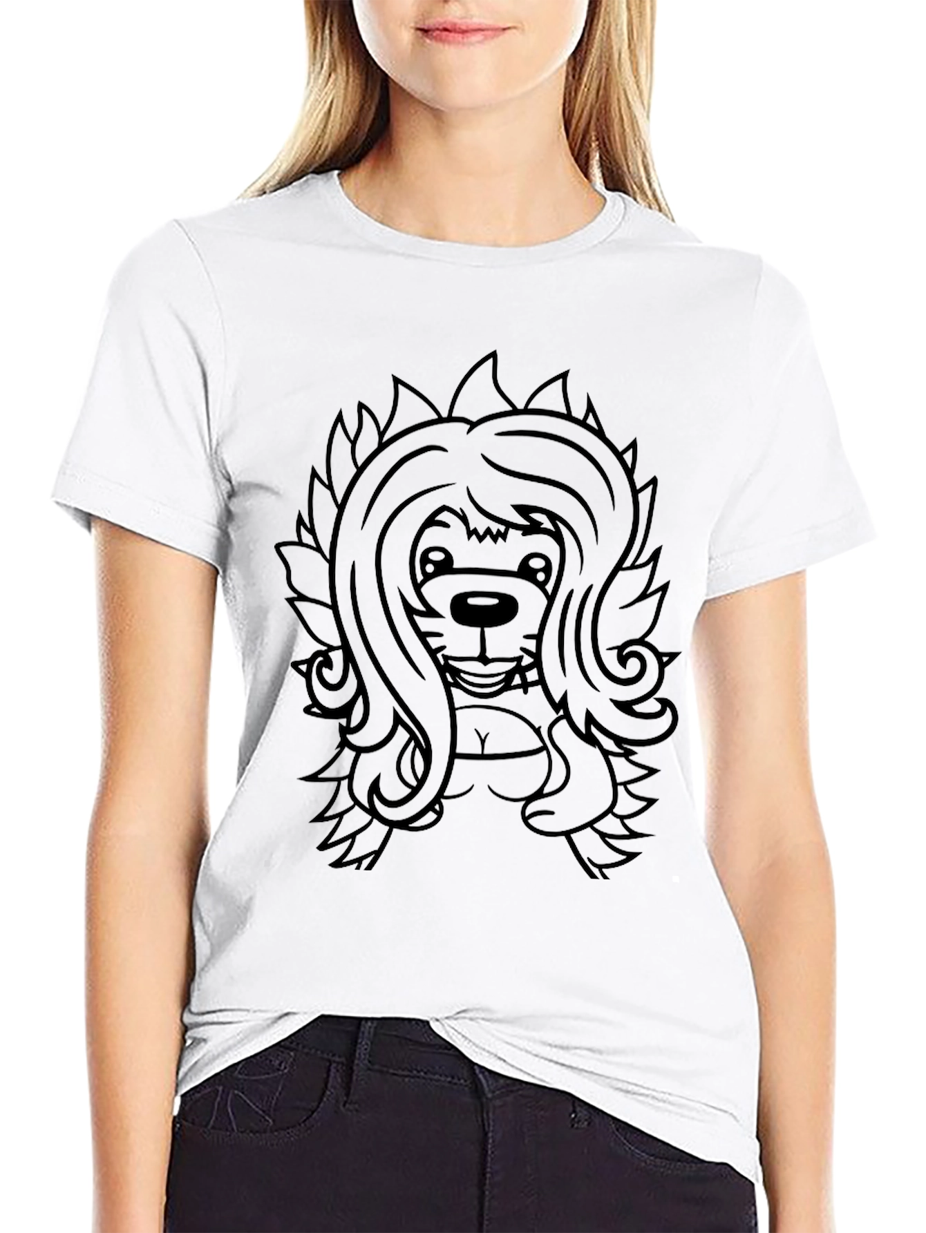 Cartoon Lion Graphic T-Shirt