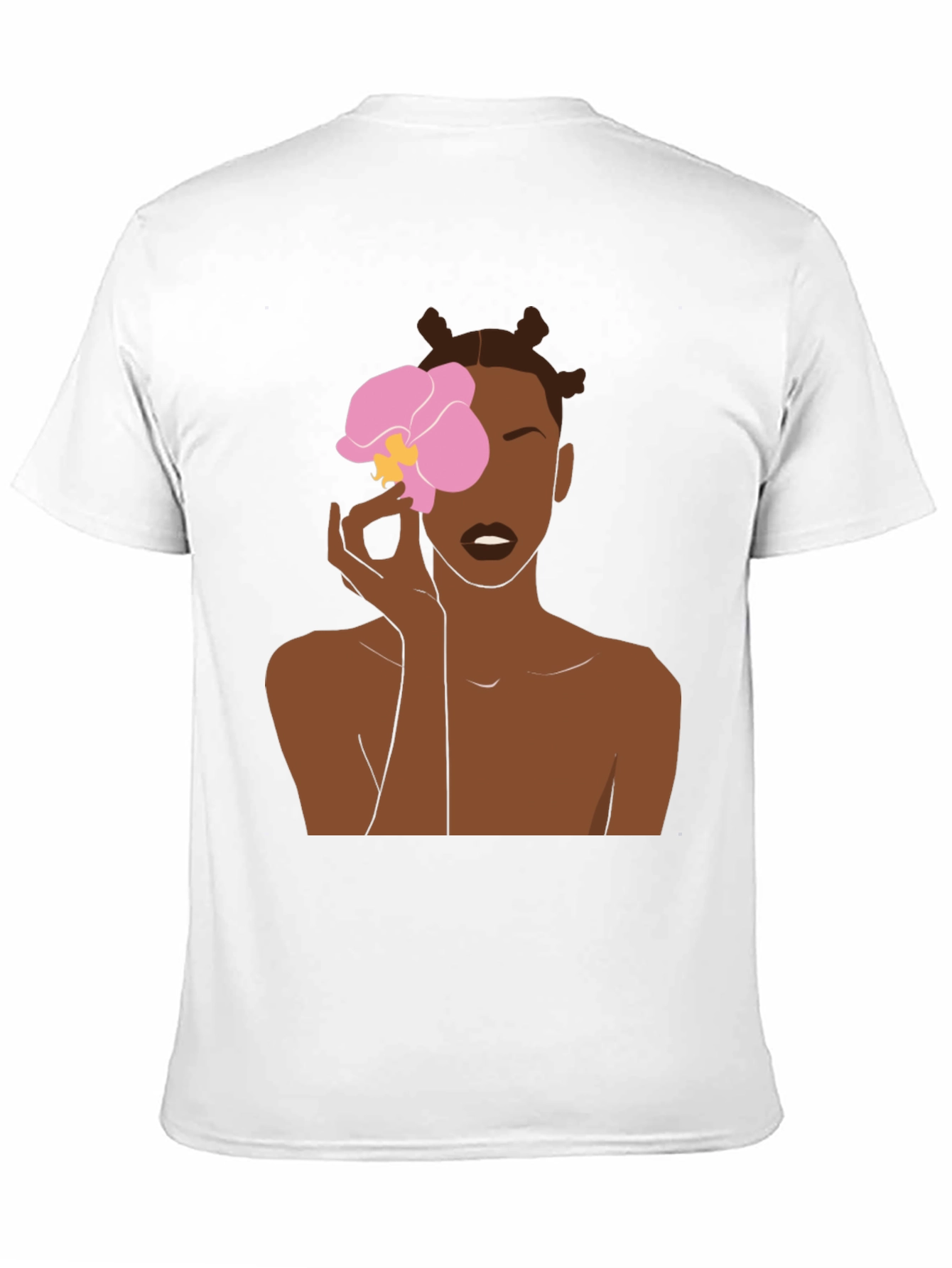 Black T-Shirt with Woman and Flower Graphic