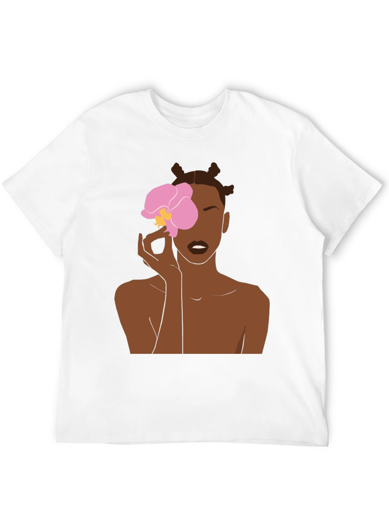 Black T-Shirt with Woman and Flower Graphic
