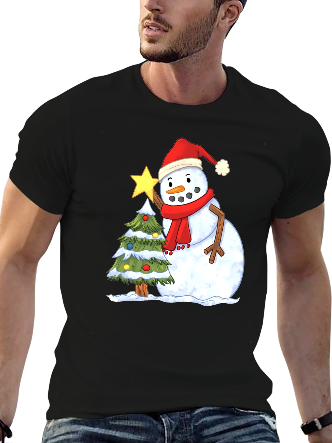 Festive Snowman Christmas Tree T-Shirt