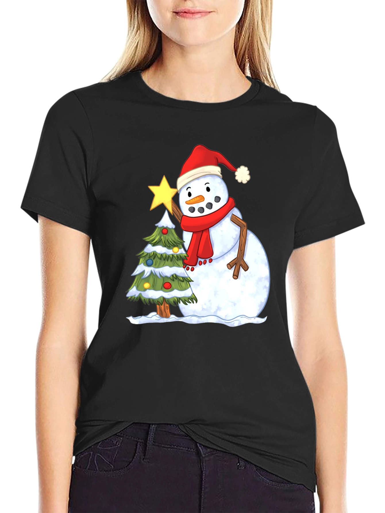 Festive Snowman Christmas Tree T-Shirt
