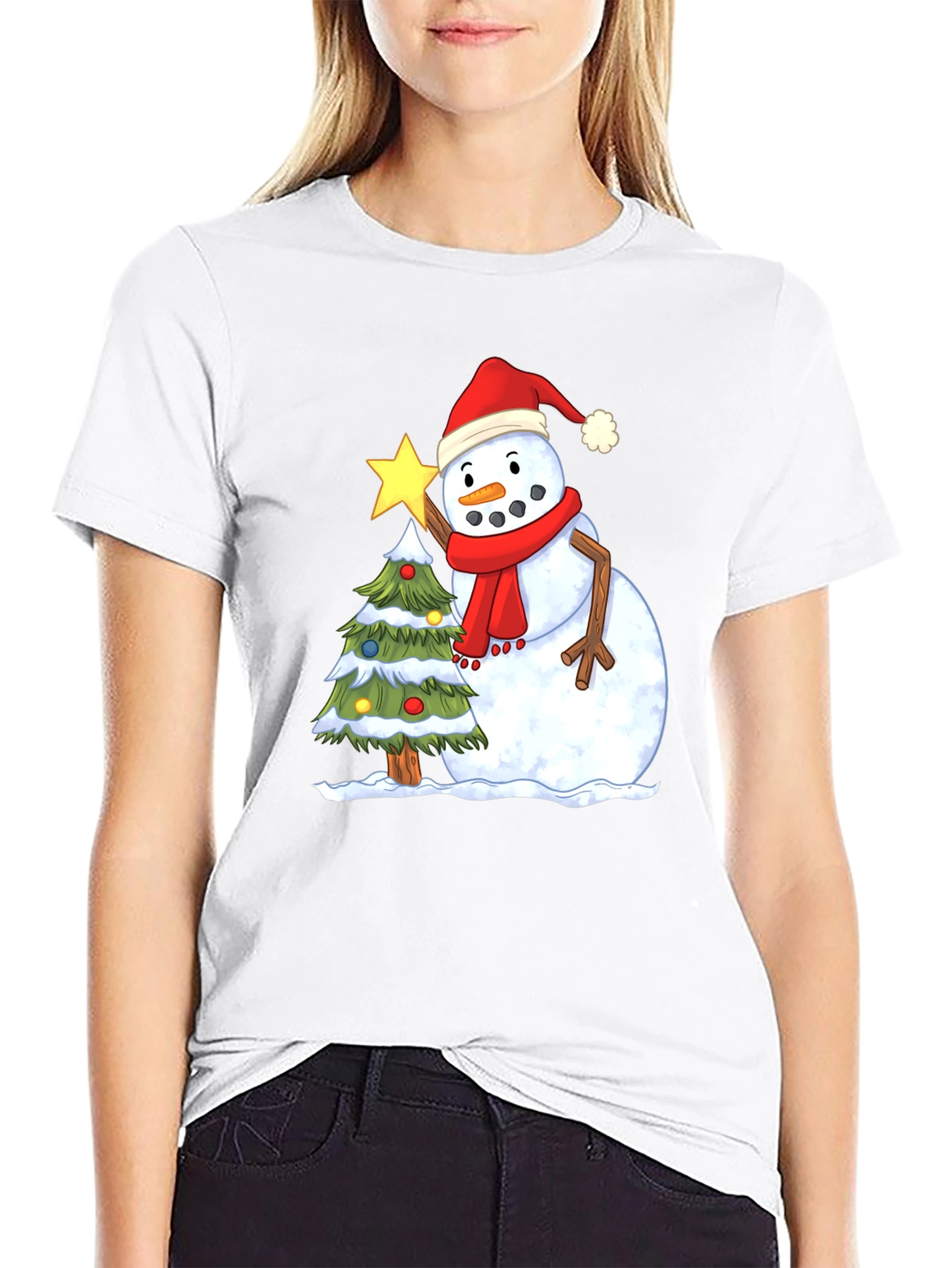 Festive Snowman Christmas Tree T-Shirt