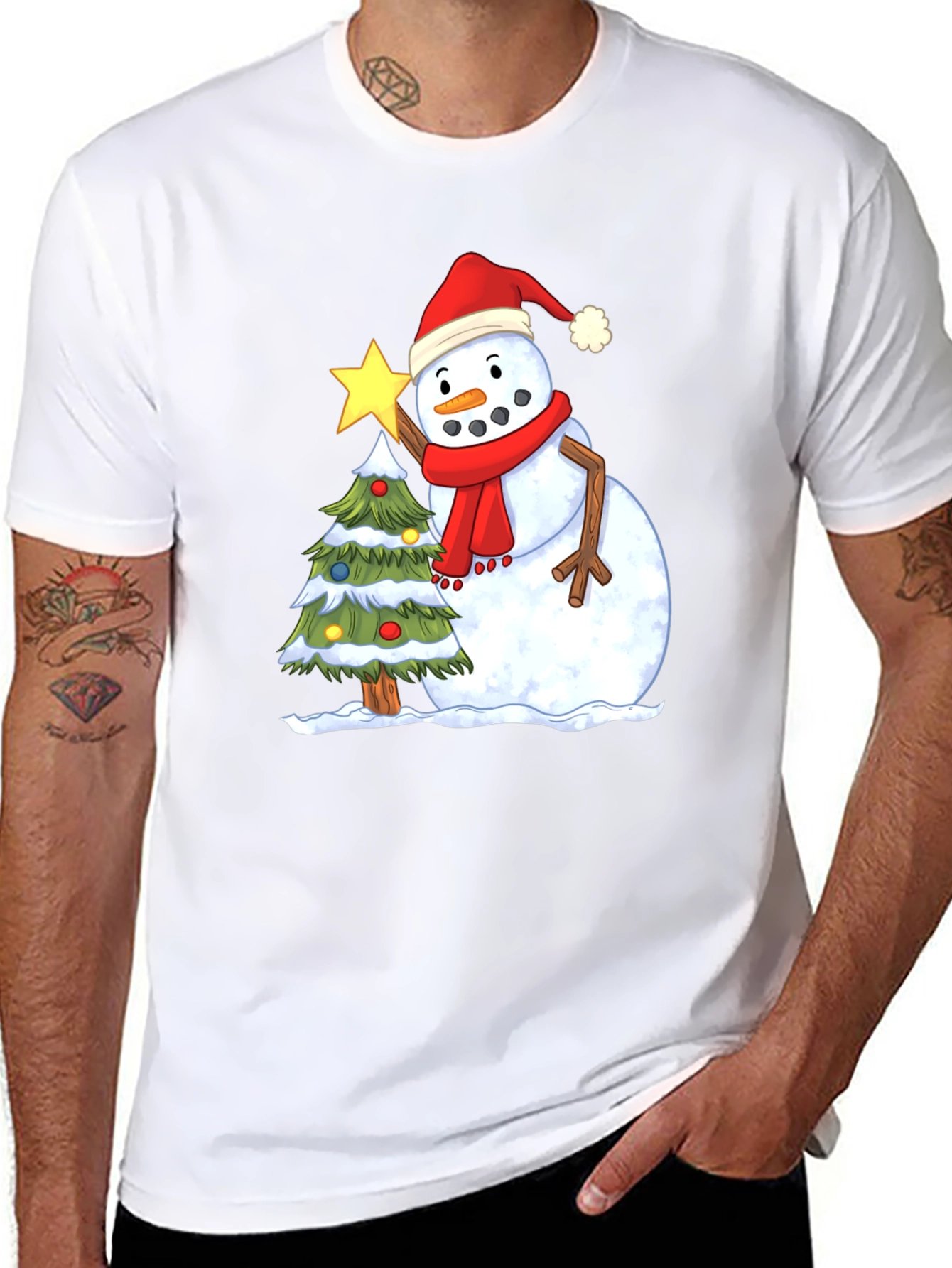 Festive Snowman Christmas Tree T-Shirt