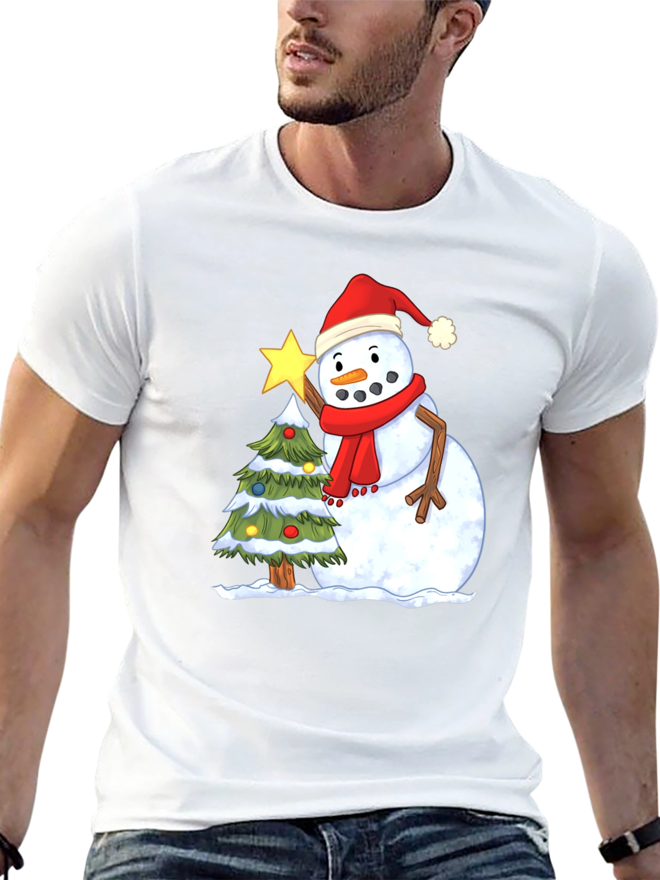 Festive Snowman Christmas Tree T-Shirt