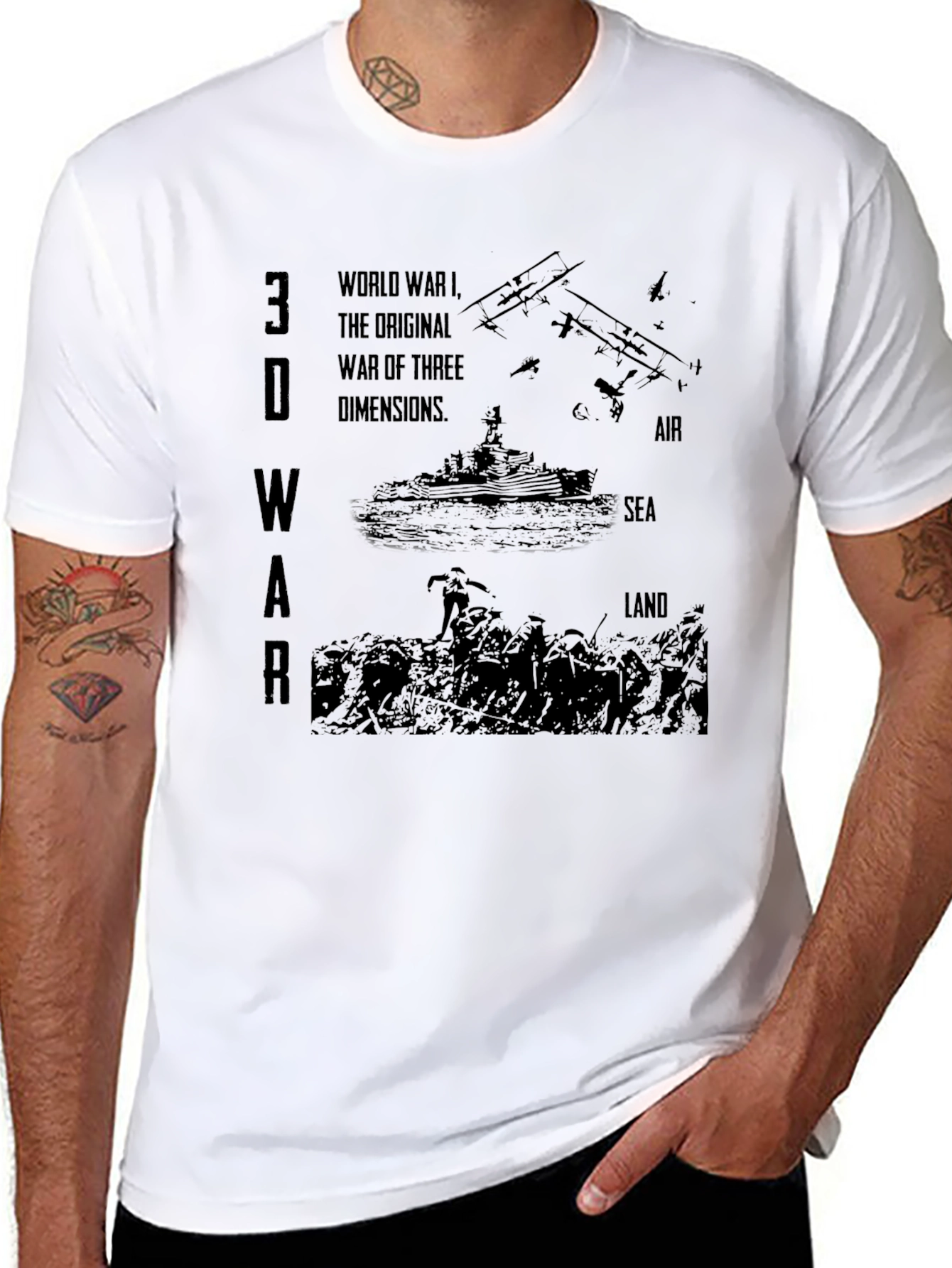 3D War T-Shirt - World War I Design