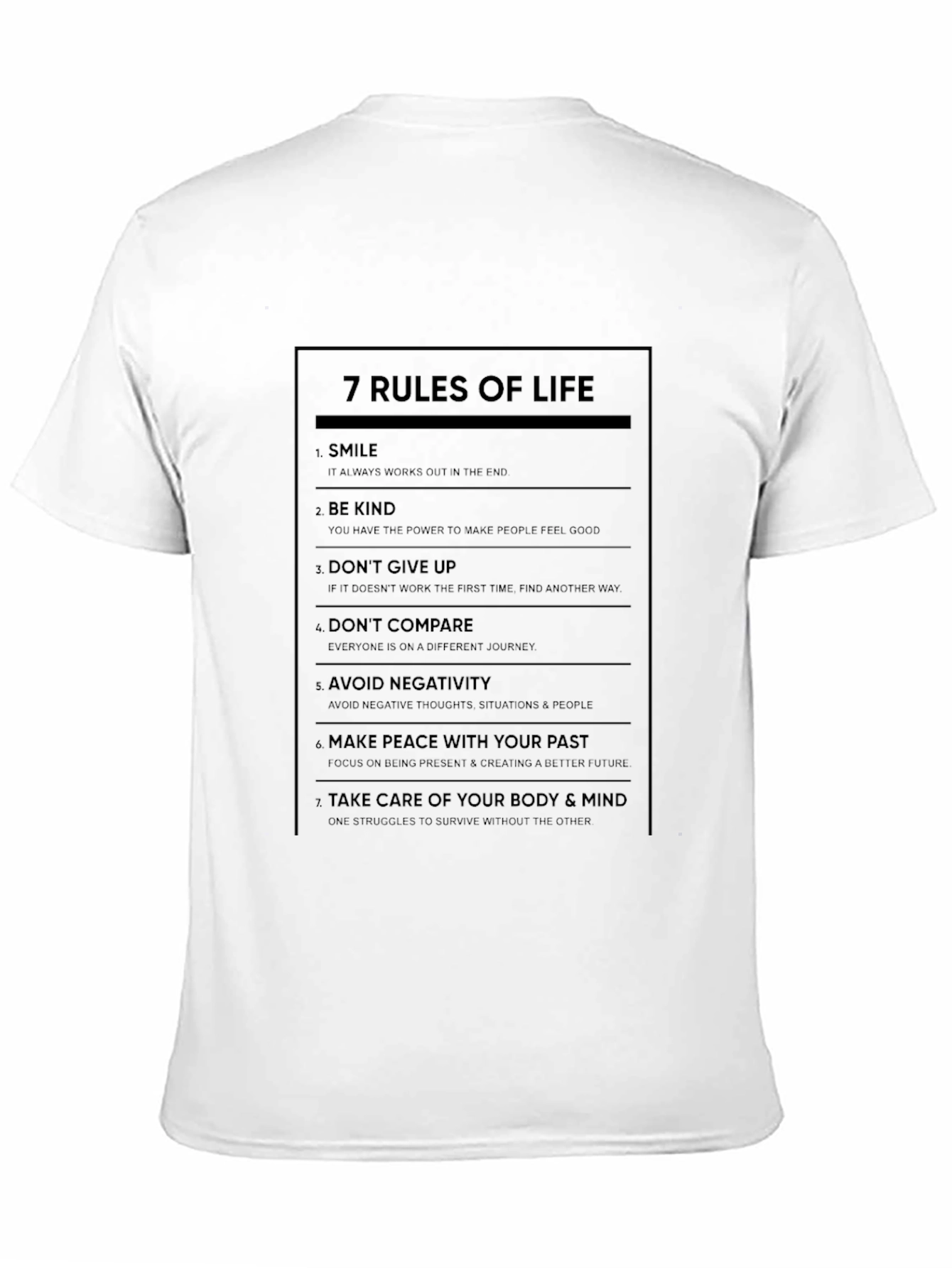 7 Rules of Life Graphic Print Crew Neck T-Shirt