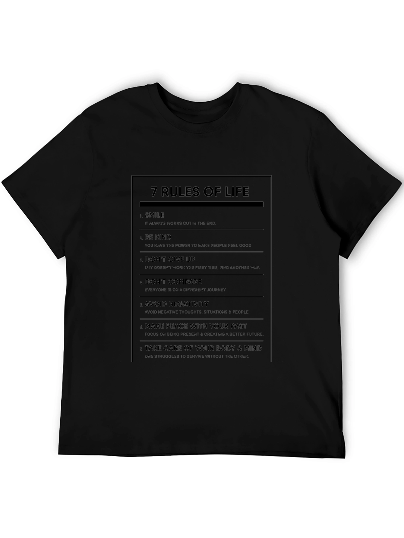 7 Rules of Life Graphic Print Crew Neck T-Shirt