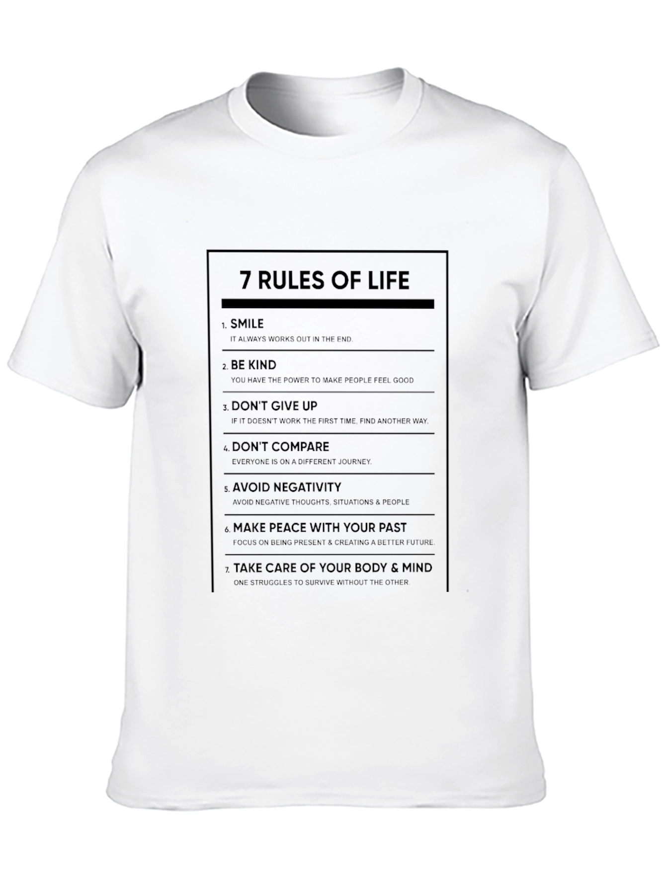 7 Rules of Life Graphic Print Crew Neck T-Shirt