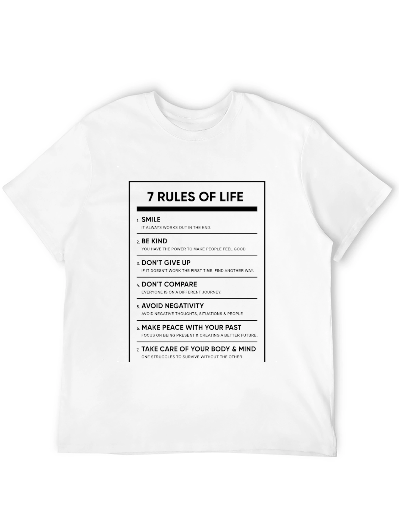 7 Rules of Life Graphic Print Crew Neck T-Shirt