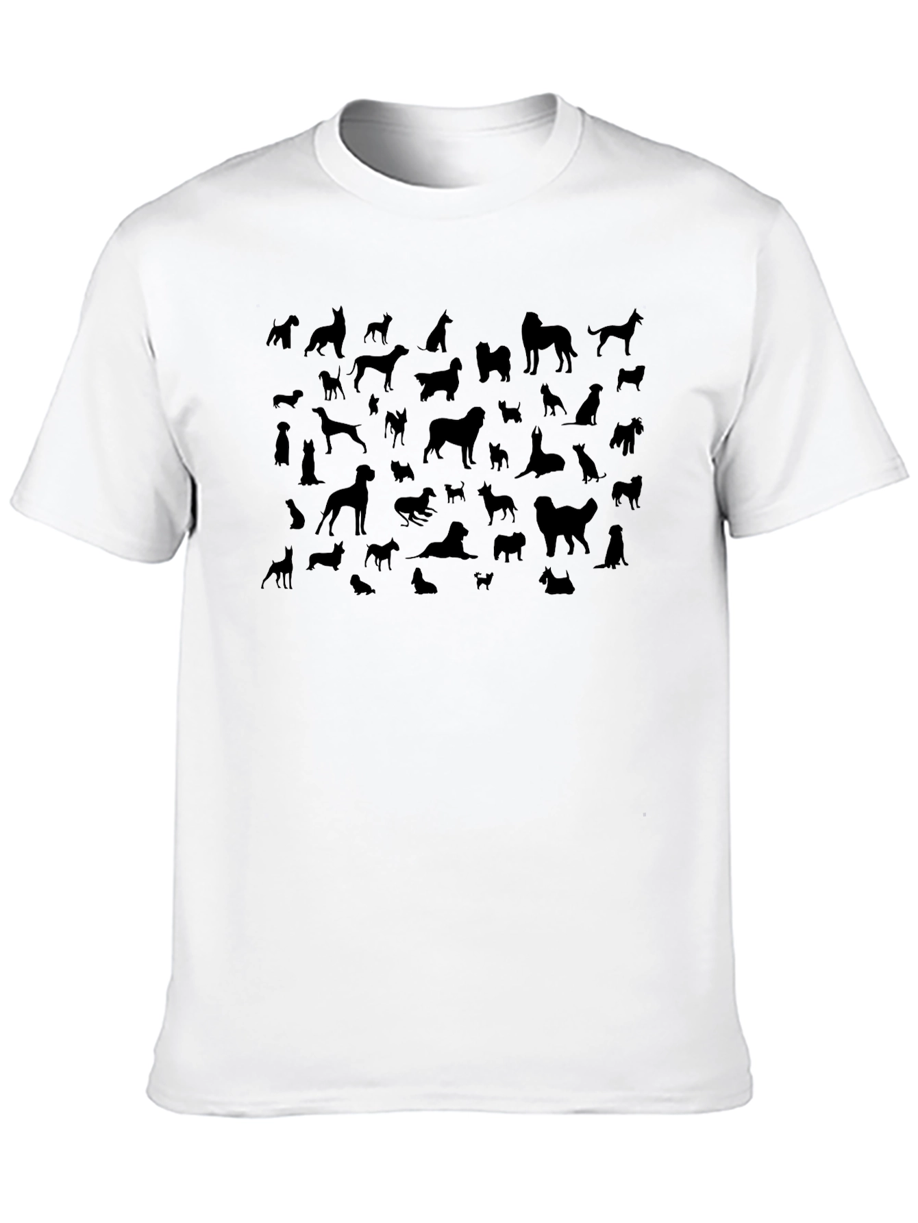 Dog Breed Silhouette Print Black T-Shirt
