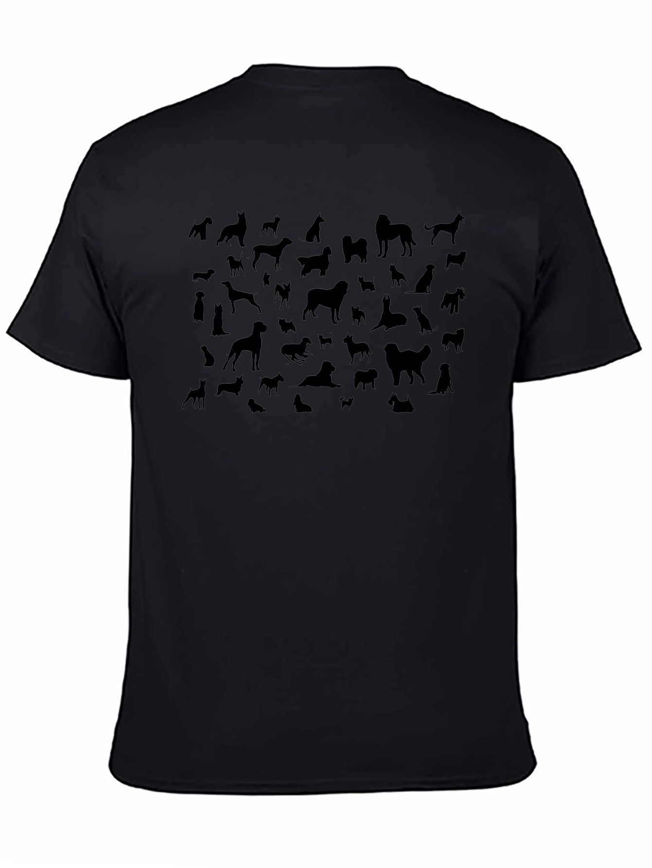 Dog Breed Silhouette Print Black T-Shirt