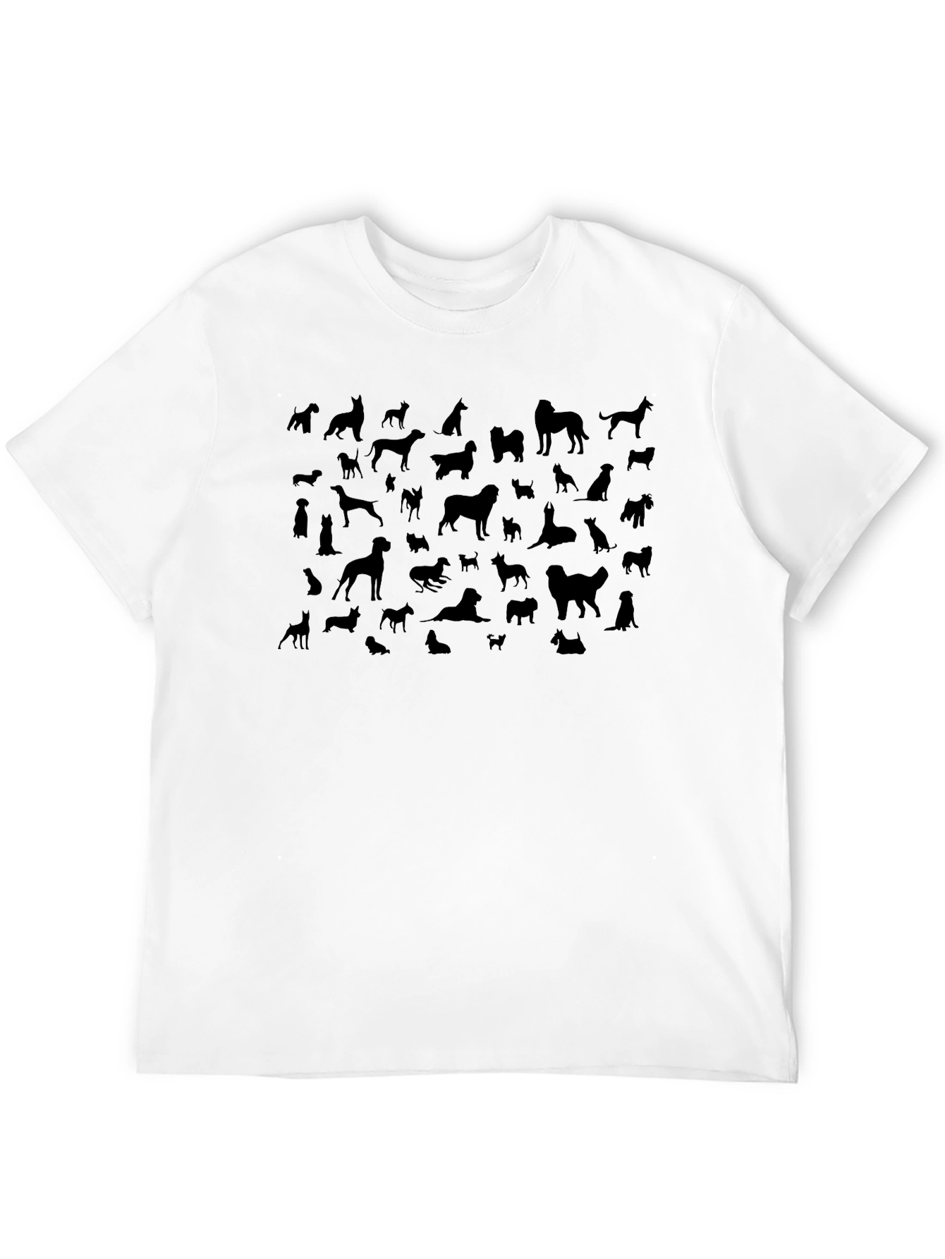 Dog Breed Silhouette Print Black T-Shirt