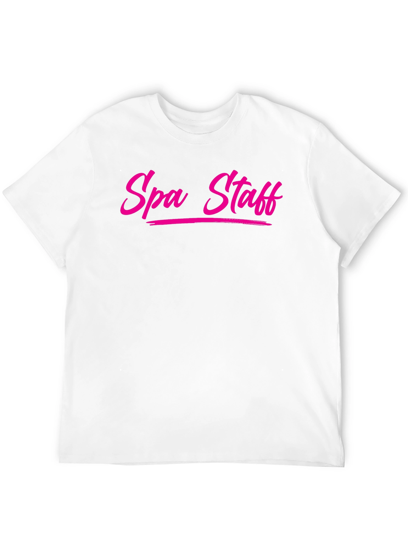 Spa Staff T-Shirt - Bold Pink Text on Black