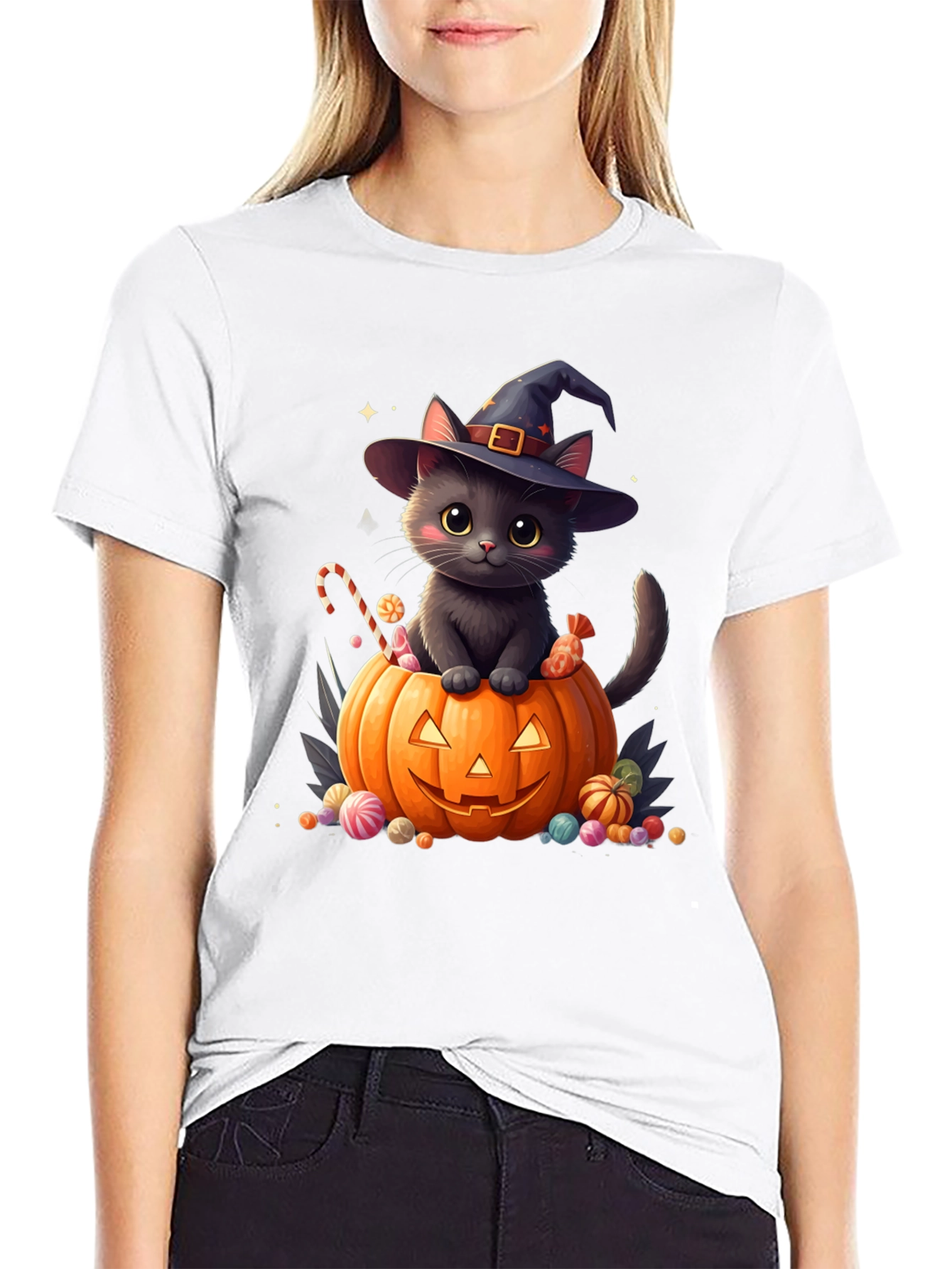 Halloween Cat Pumpkin T-Shirt