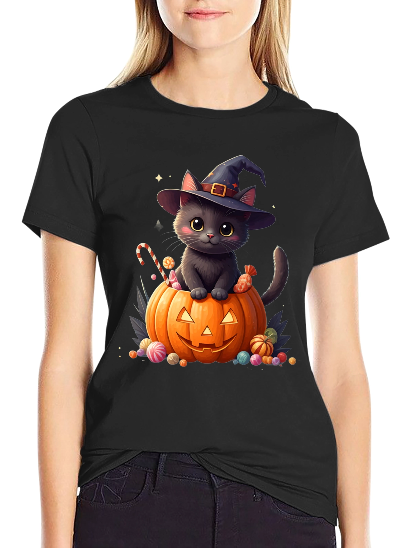 Halloween Cat Pumpkin T-Shirt