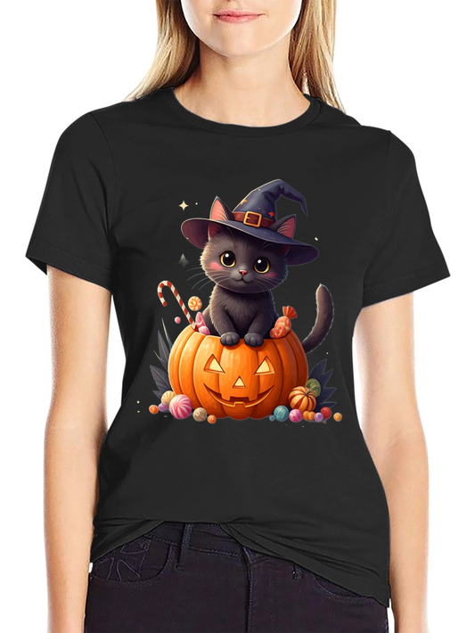 Halloween Cat Pumpkin T-Shirt