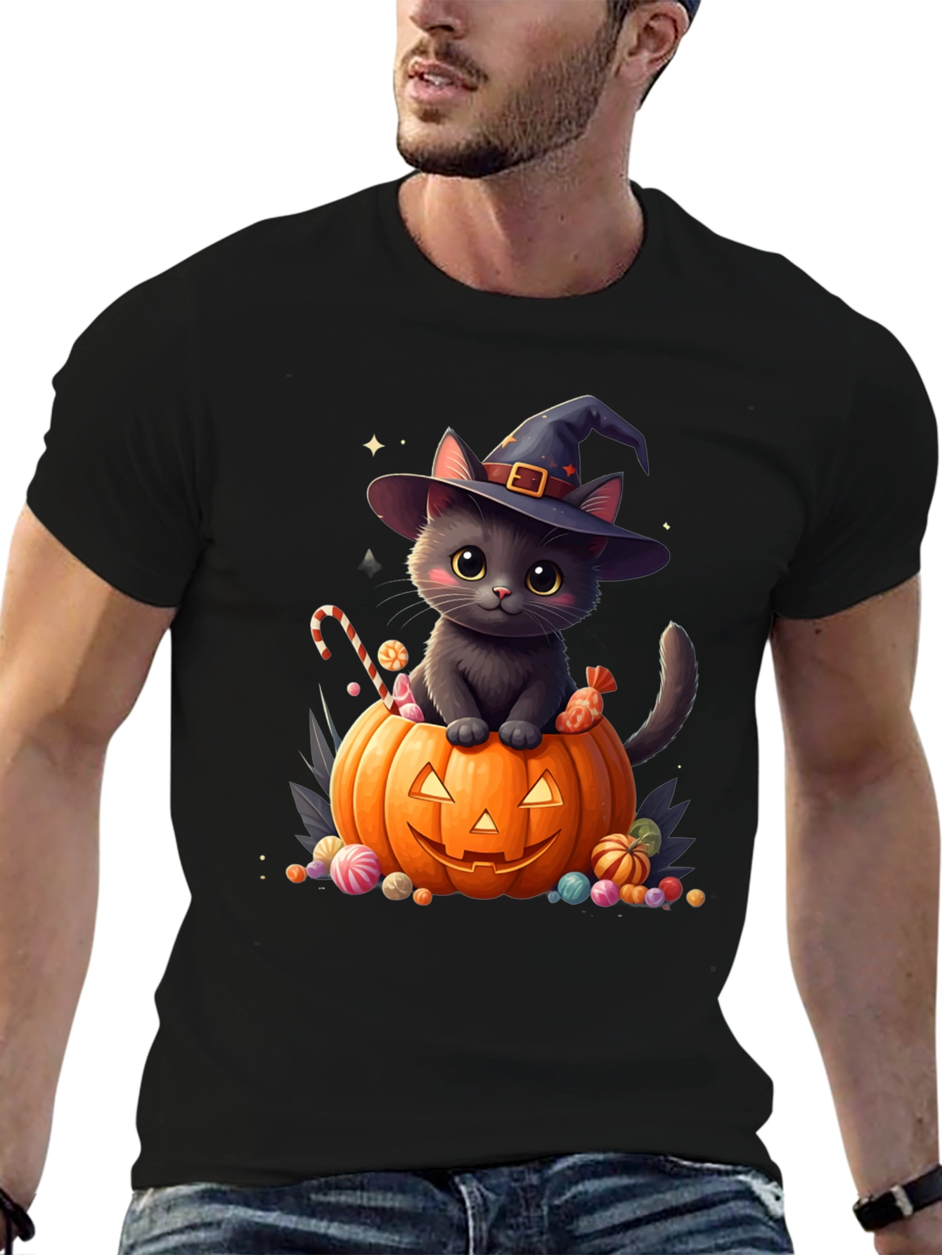 Halloween Cat Pumpkin T-Shirt