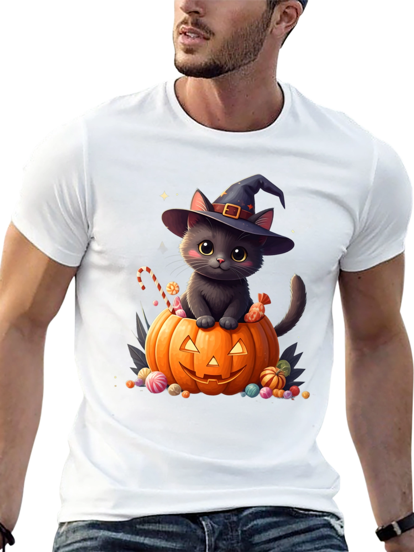Halloween Cat Pumpkin T-Shirt