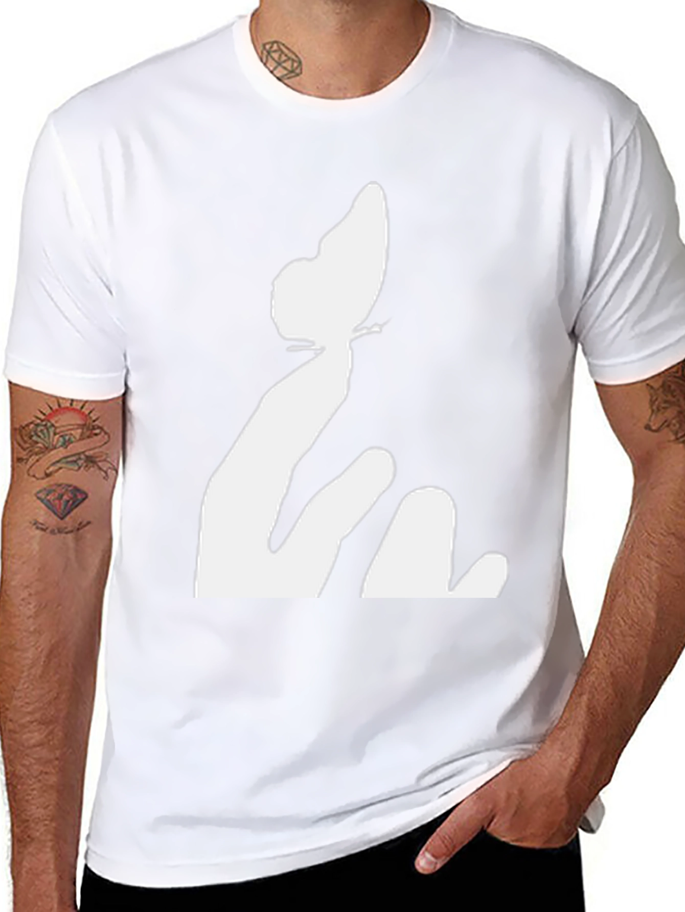 Butterfly Hand Black Tee - Unique Graphic Print