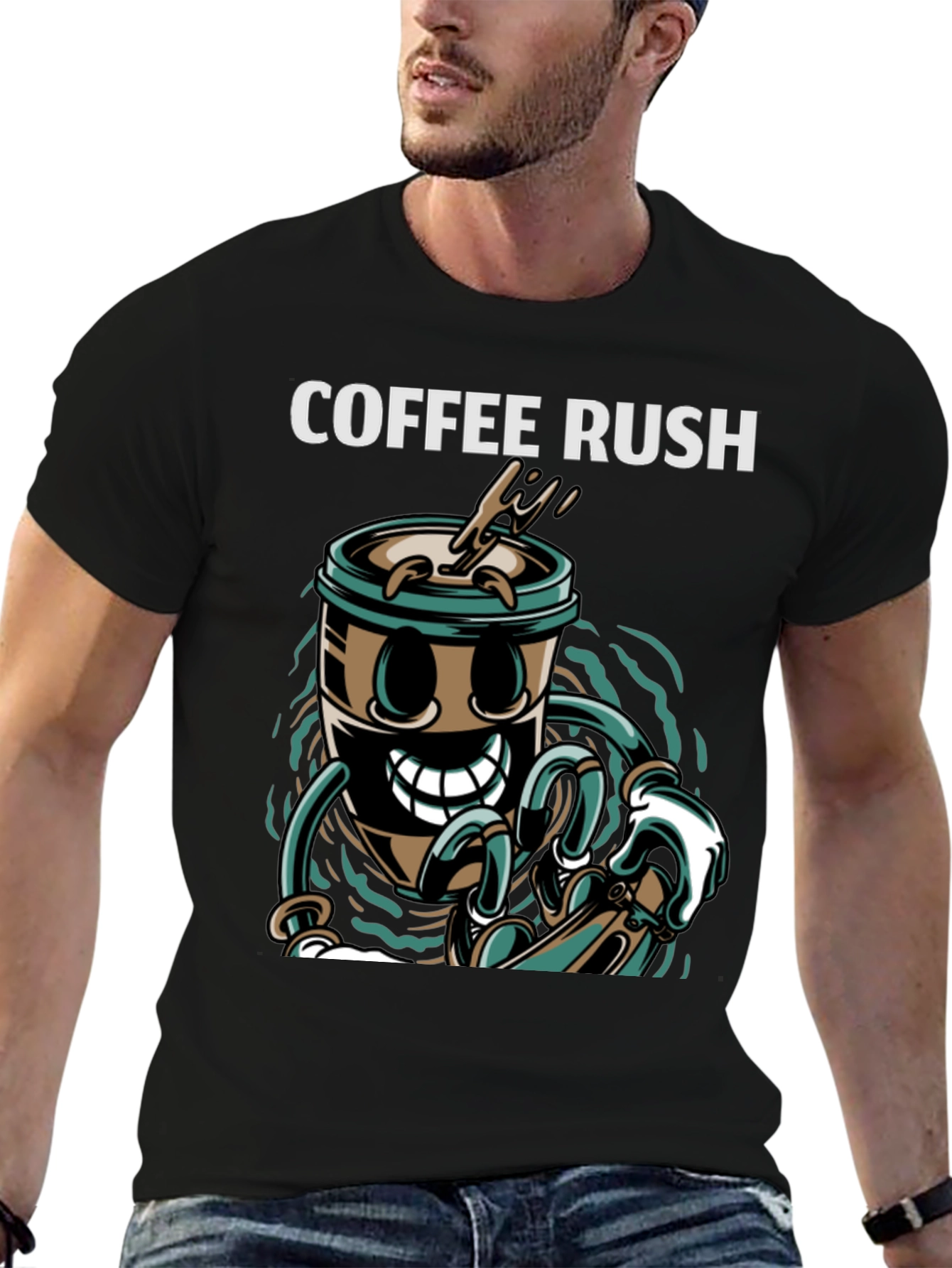 Coffee Rush Graphic T-Shirt - Black