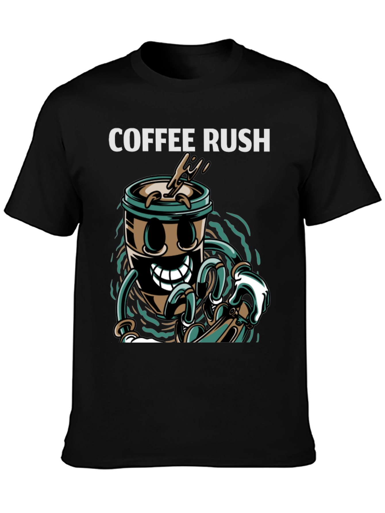 Coffee Rush Graphic T-Shirt - Black