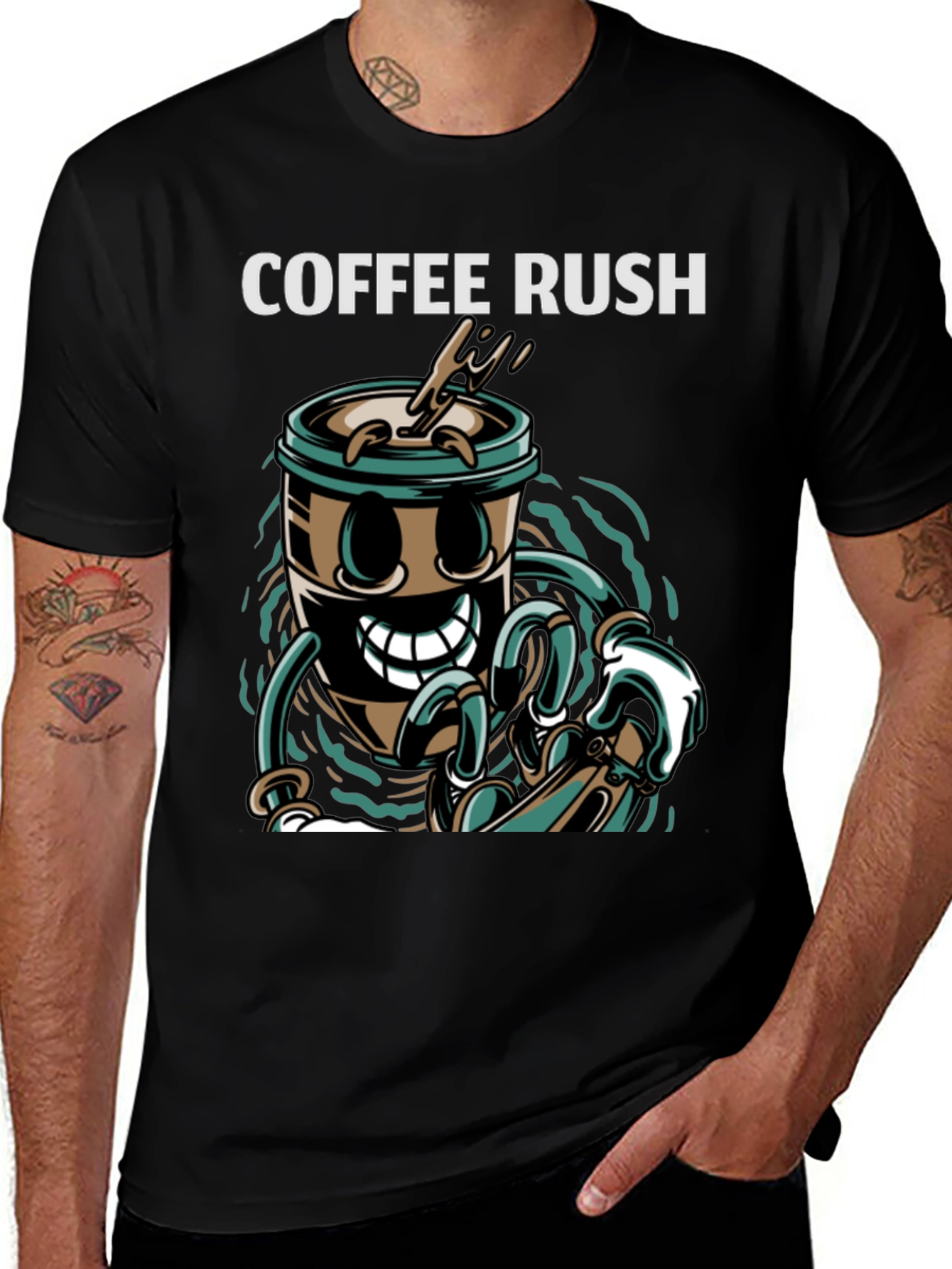 Coffee Rush Graphic T-Shirt - Black