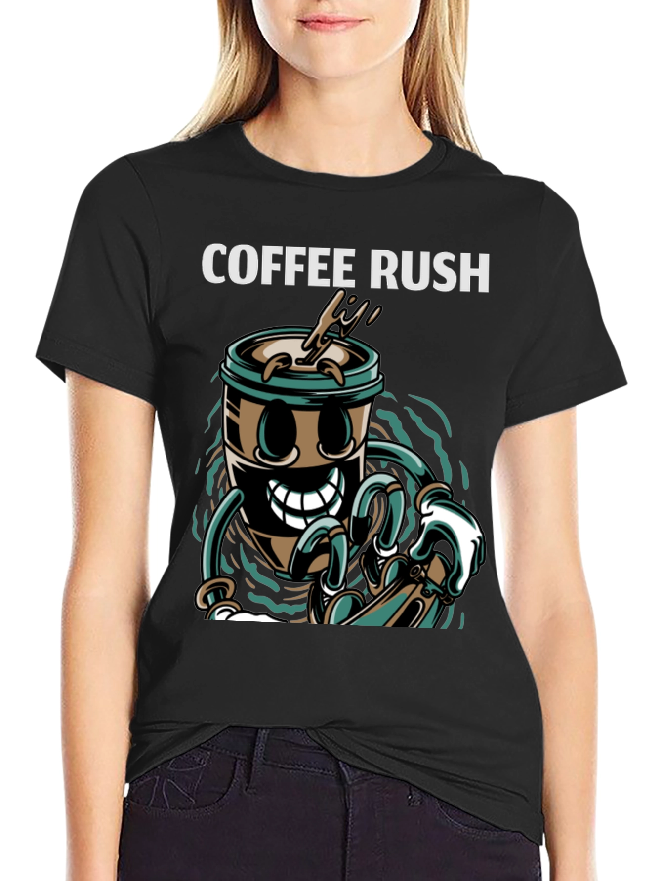 Coffee Rush Graphic T-Shirt - Black