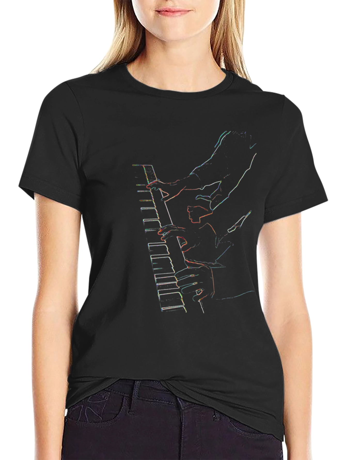Neon Piano Player Graphic Tee
