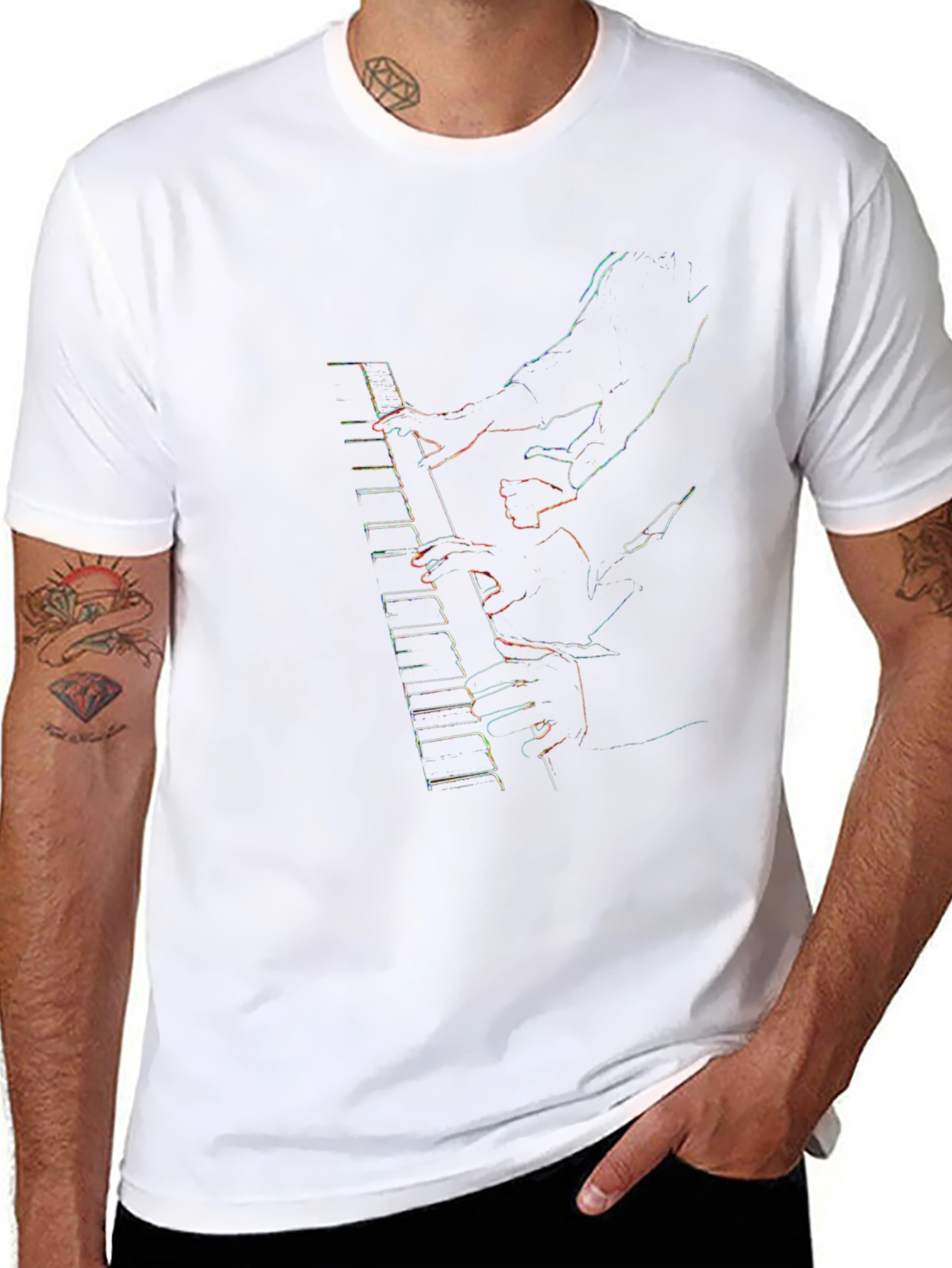 Neon Piano Player Graphic Tee