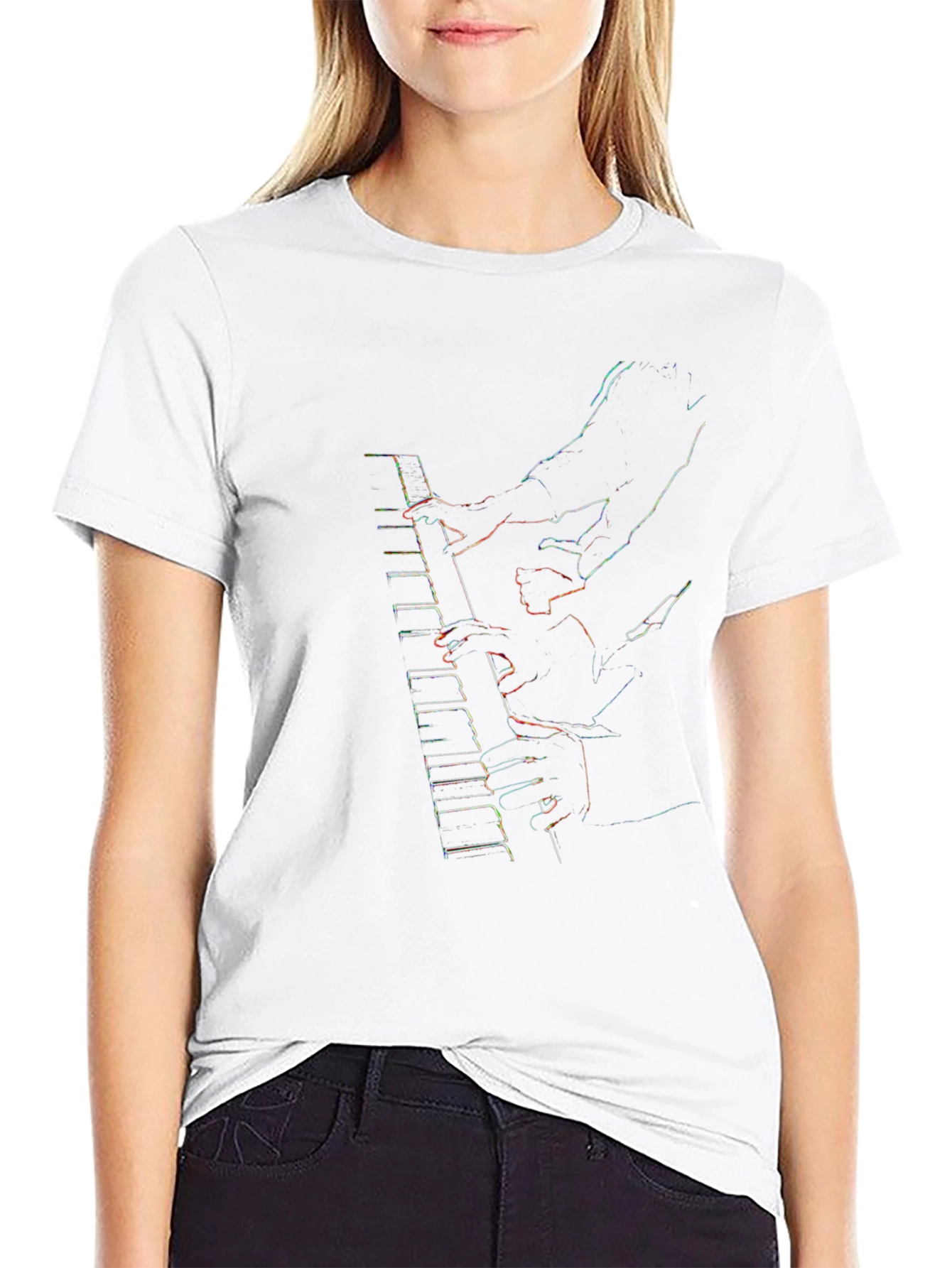 Neon Piano Player Graphic Tee