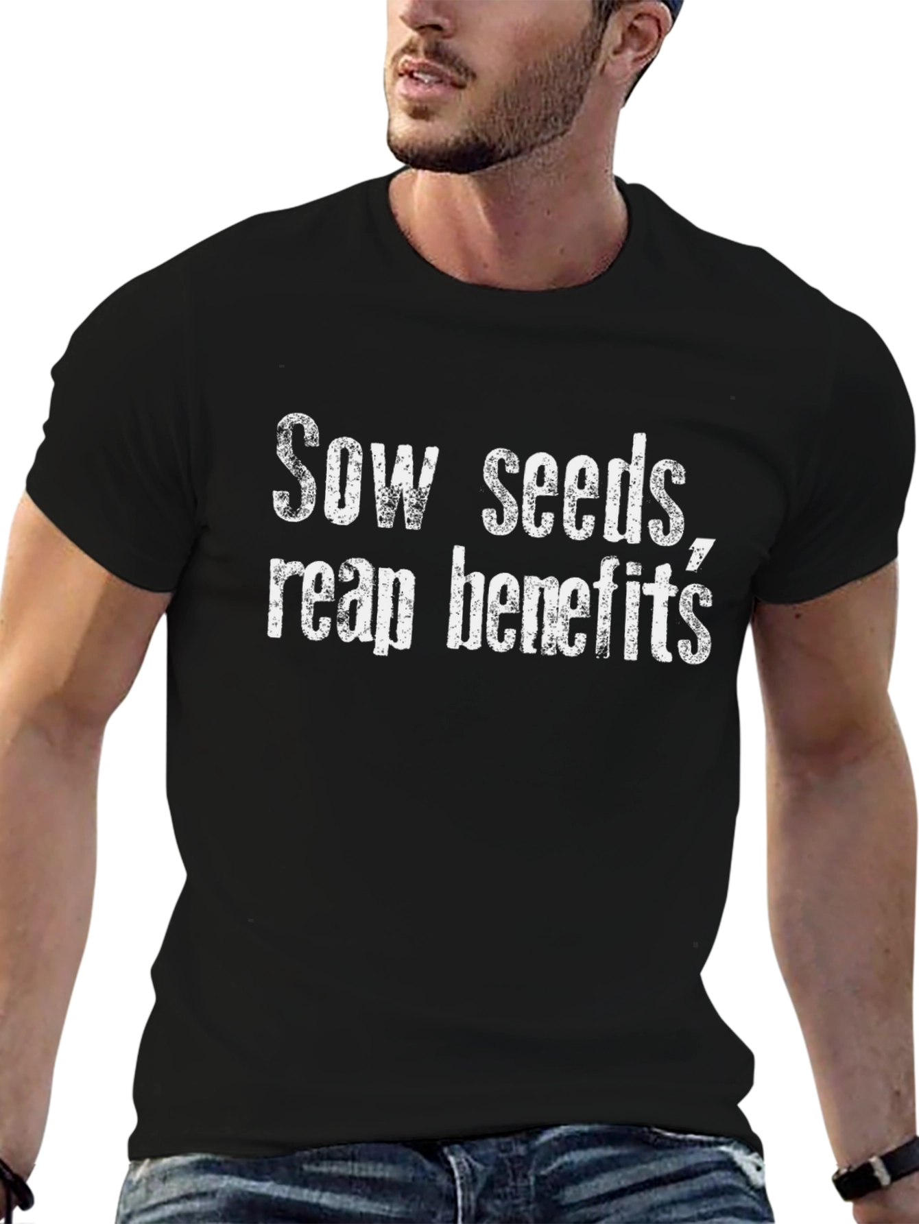 Sow Seeds Reap Benefits Black T-Shirt