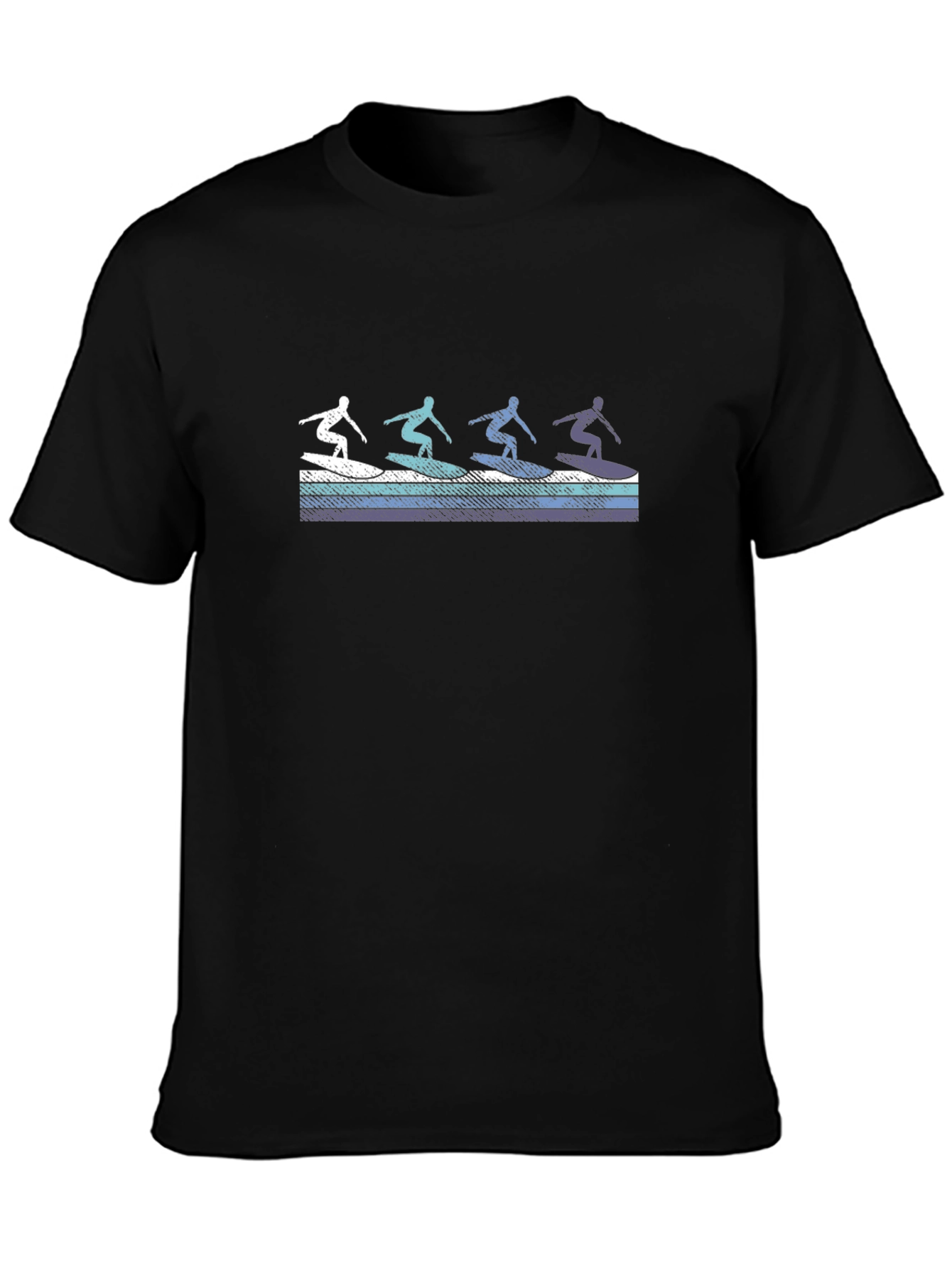 Retro Surfer Graphic Tee - Black Cotton T-Shirt