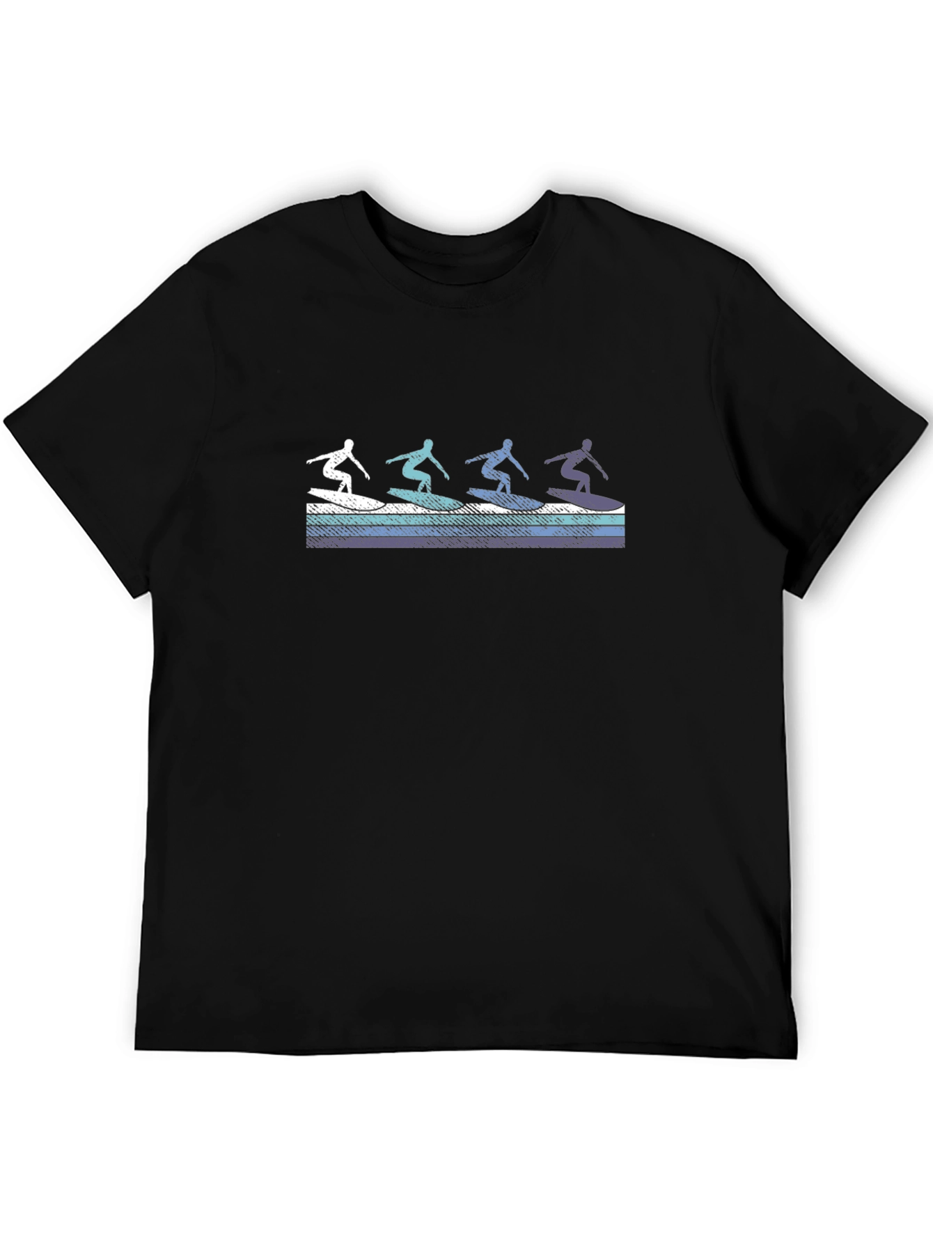 Retro Surfer Graphic Tee - Black Cotton T-Shirt