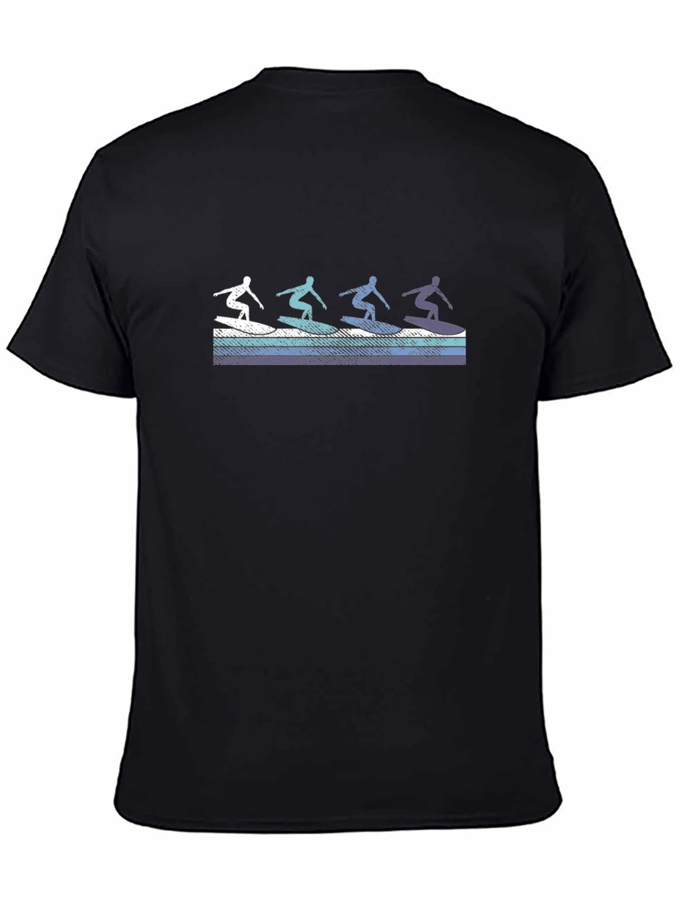 Retro Surfer Graphic Tee - Black Cotton T-Shirt