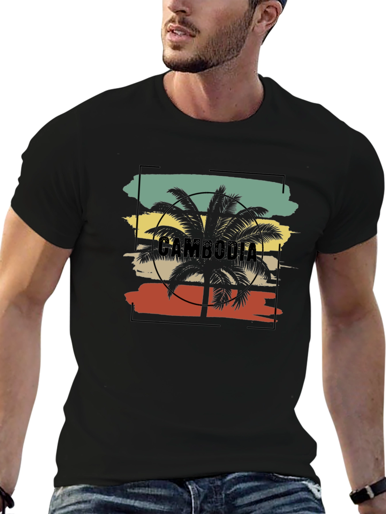 Cambodia Palm Tree Retro Graphic Tee