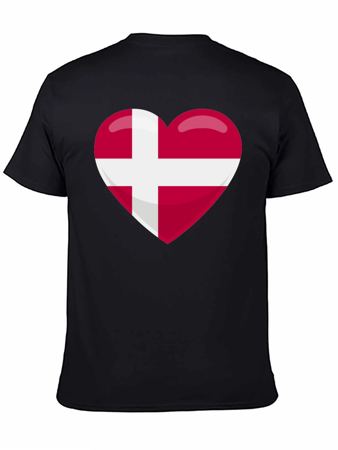 Danish Pride Heart T-Shirt - Black
