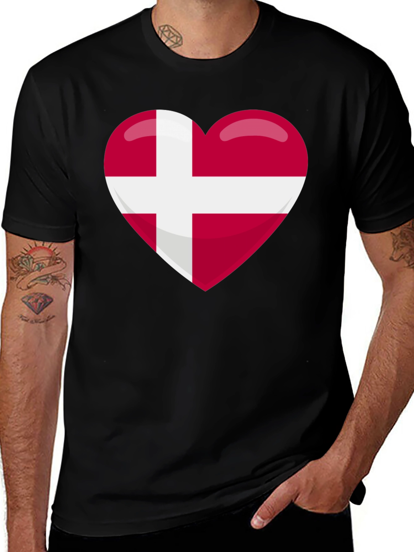 Danish Pride Heart T-Shirt - Black