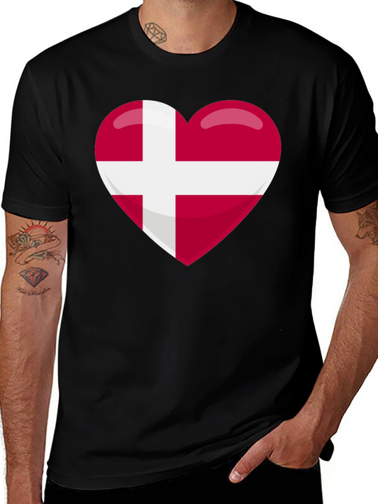 Danish Pride Heart T-Shirt - Black