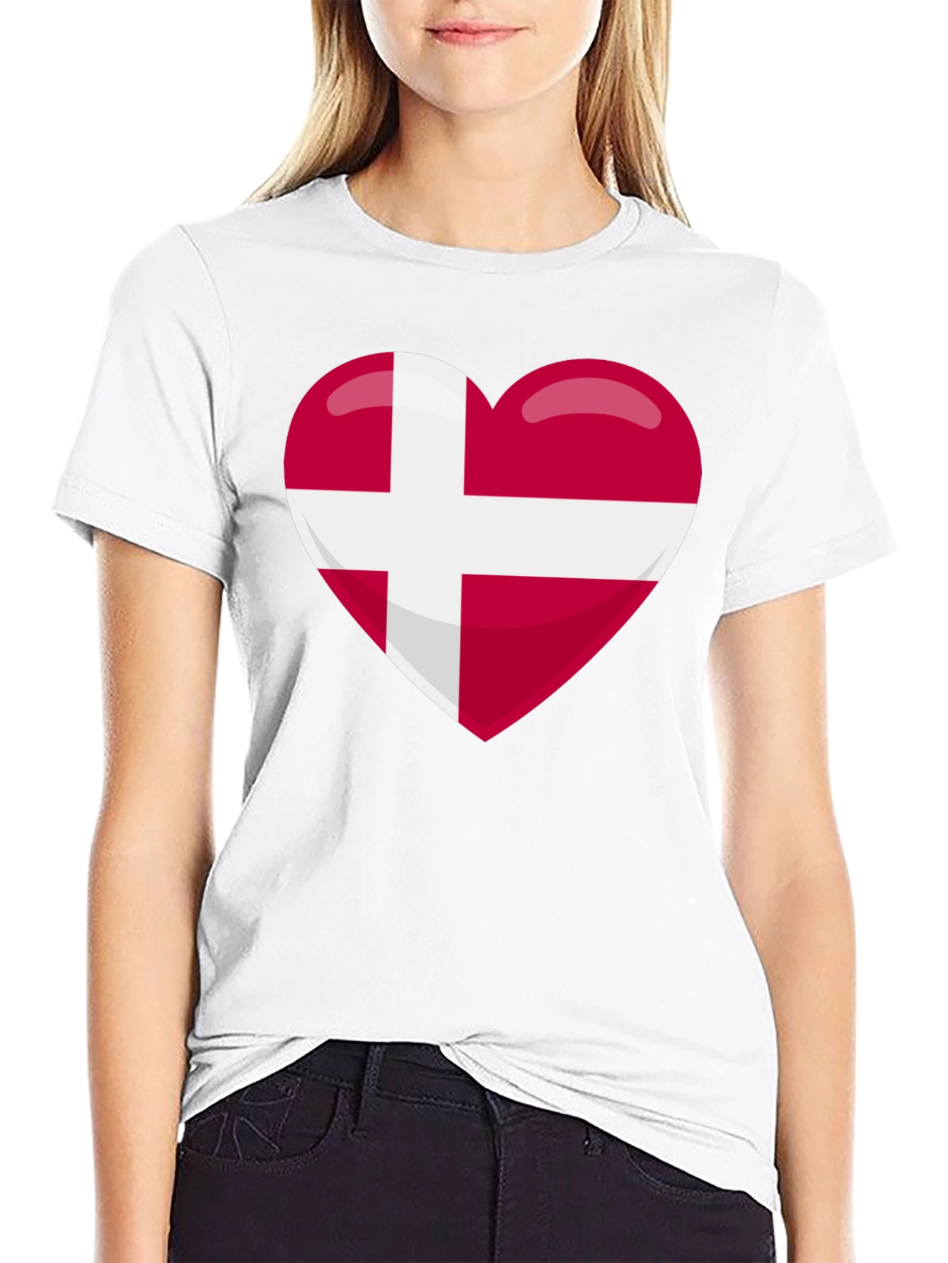 Danish Pride Heart T-Shirt - Black