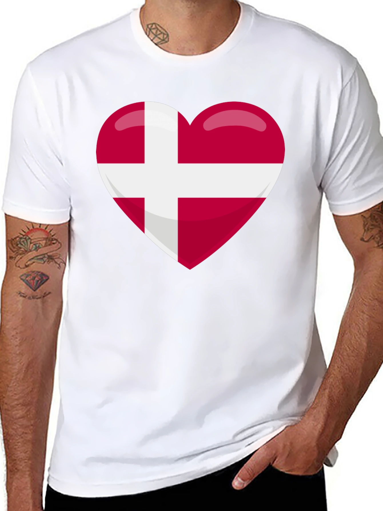 Danish Pride Heart T-Shirt - Black