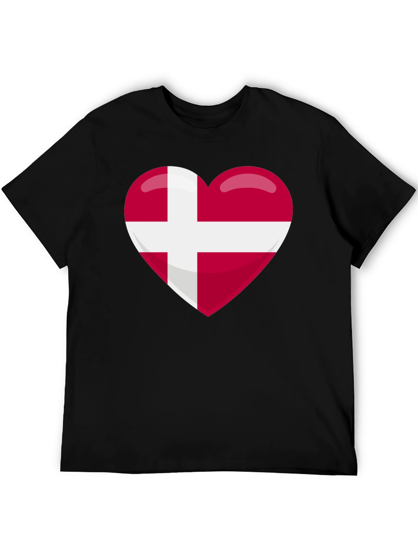 Danish Pride Heart T-Shirt - Black