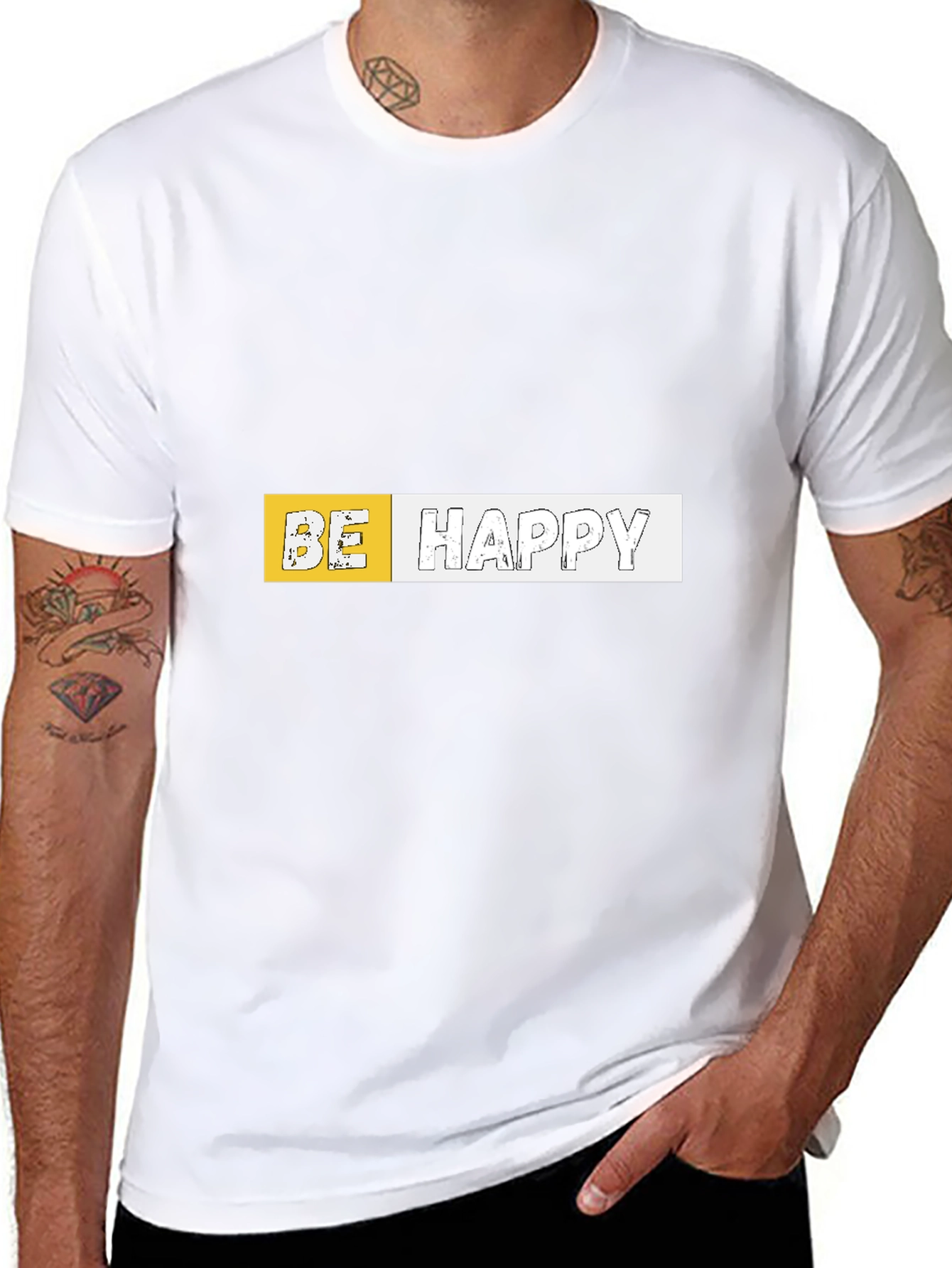 Be Happy Graphic Black T-Shirt
