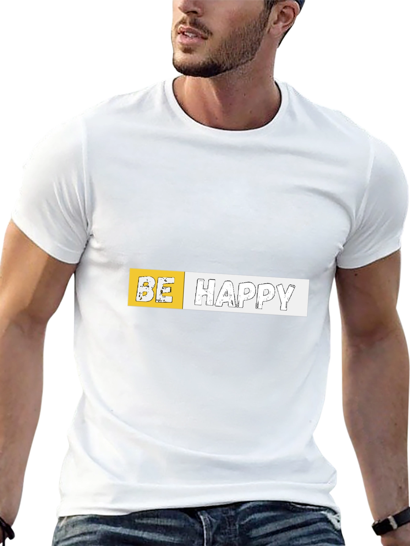 Be Happy Graphic Black T-Shirt